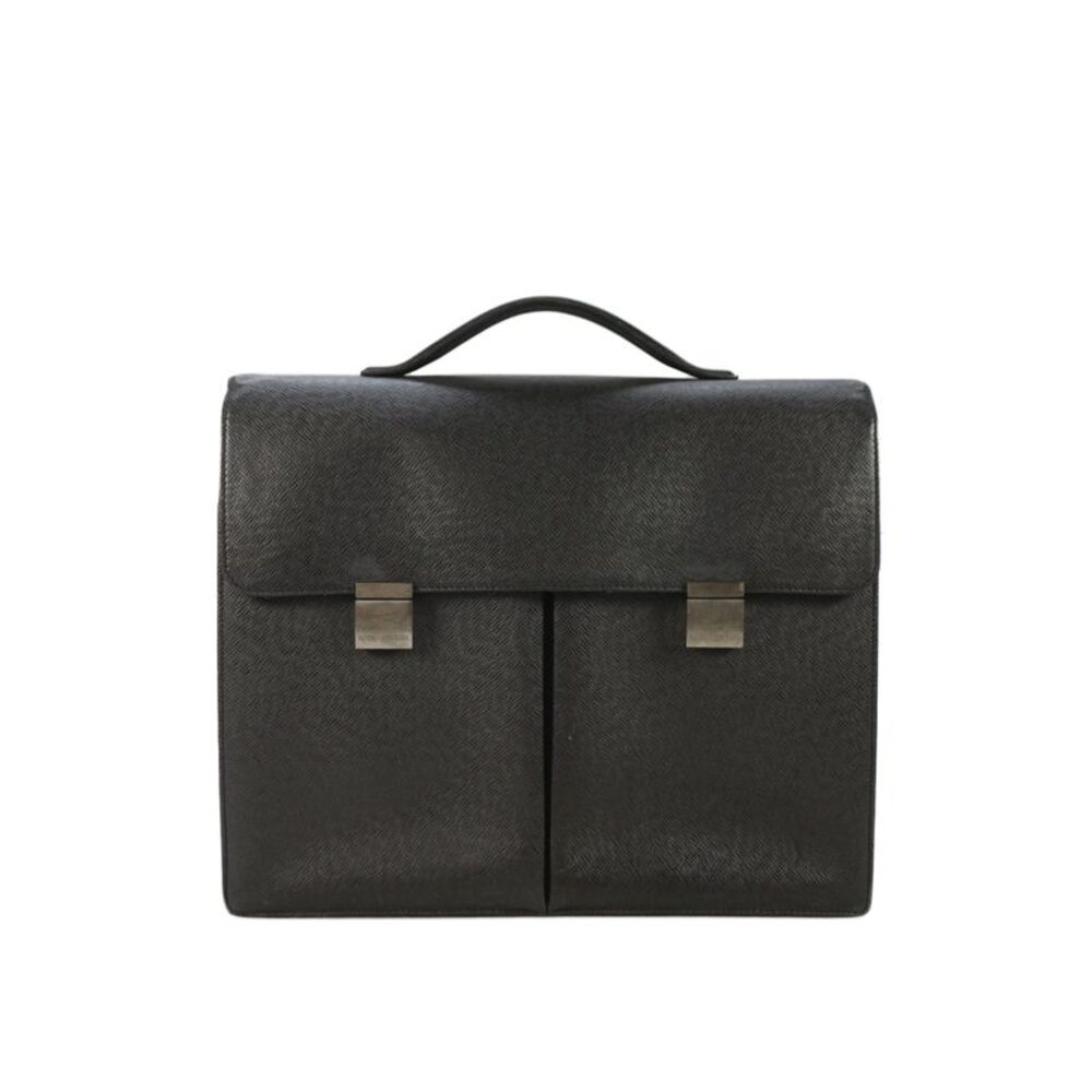 Louis Vuitton Unisex Adults Taiga Leather Serviette Tobol Briefcase Bag Black